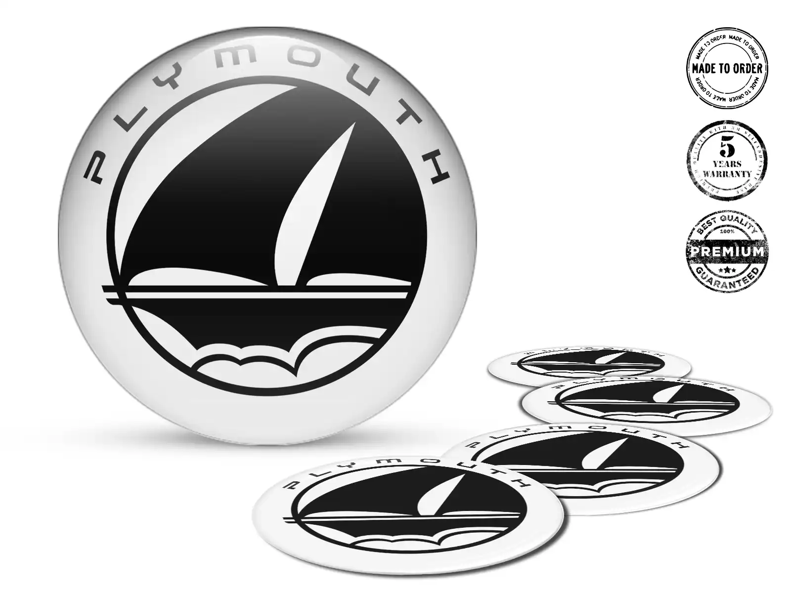 Plymouth Radplaketten Stil Premium-Epoxy-Aufkleber